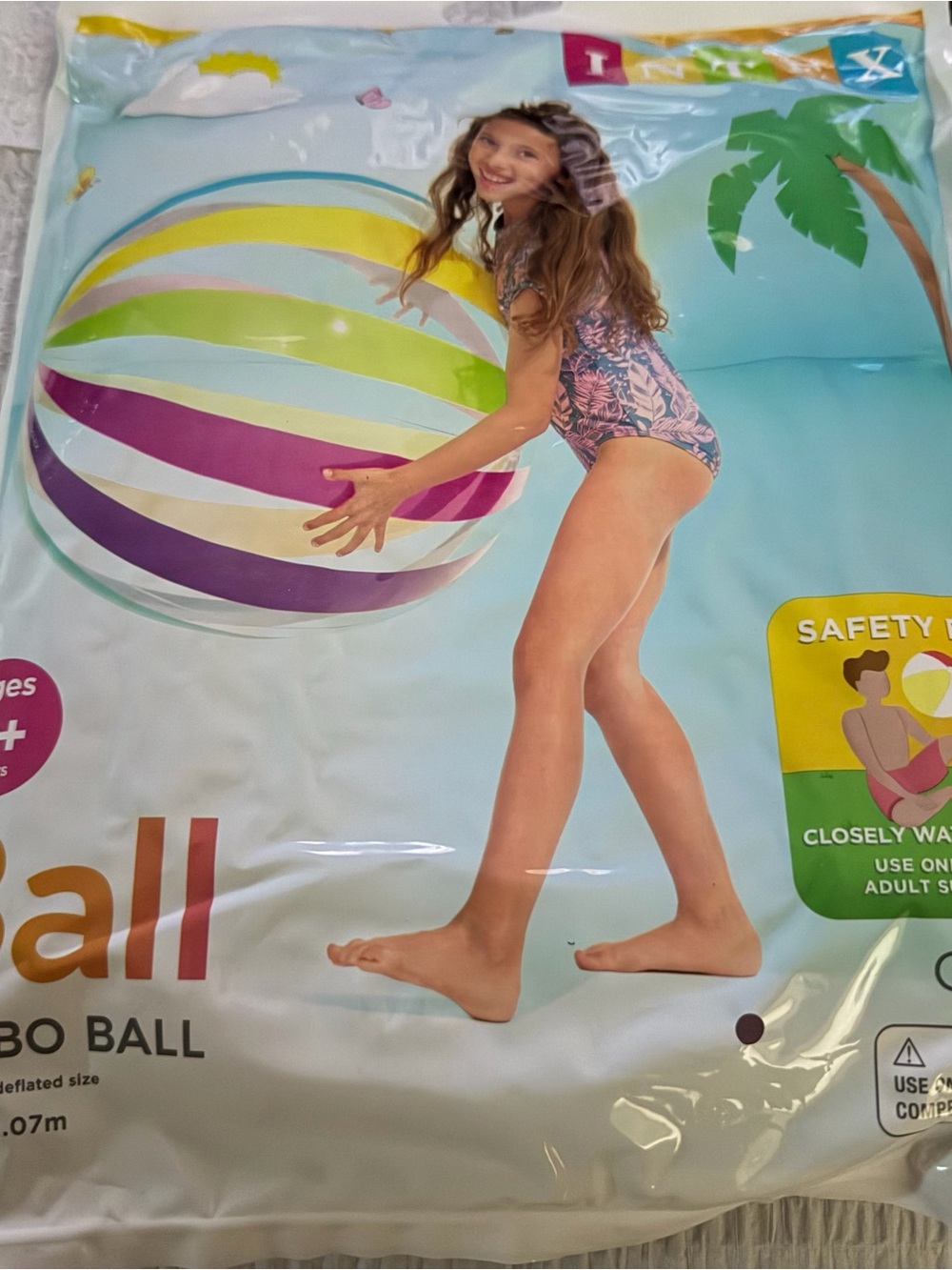 BRAND NEW INTEX KIDS INFLATABLE BEACH BALL-MULTICOLOR 36 INCHES INFLATED